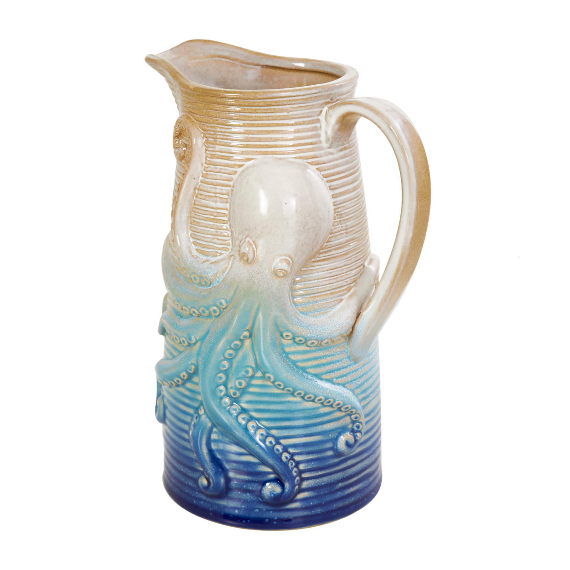 Blue Ombre Ceramic Octopus Vase Set